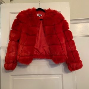 Red fur jacket
